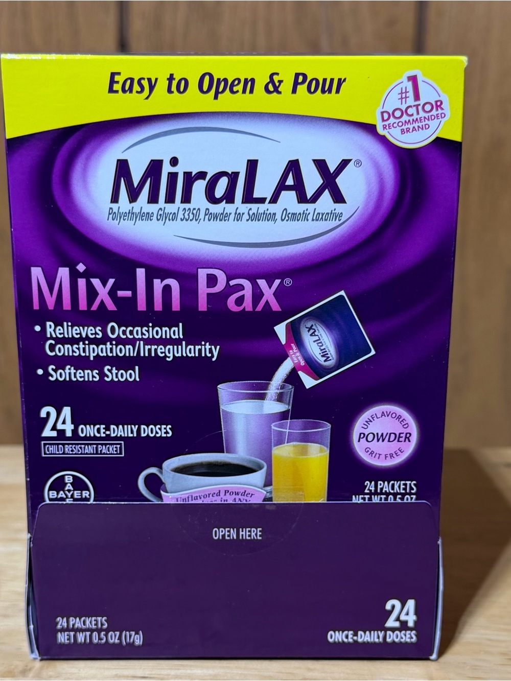 MiraLAX Laxative Powder Stool Softener Exp 5/2027 Sealed NEW 24 Packets